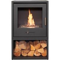 OKO Bio Ethanol Fires S3 Bio Ethanol Stove with Log Storage in Charcoal Grey