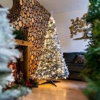 Shatchi Christmas Prelit Holly Snow White Flock Pop up Tree Xmas Home Indoor LED Warm Lights Decorations | Size: 6ft