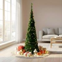 Shatchi 6FT Prelit Pop up Christmas Tree With Warm White LED Lights & Gold Baubles in Green