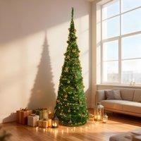 Shatchi 6Ft Prelit Pop up Christmas Tree With Warm White LED Lights & Gold Bauble in Green