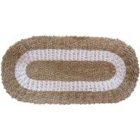 Serenityy Oval Seagrass Rug Beige & White - 120 x 60 cm in Tan | Size: 110 cm x 60 cm