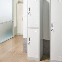 Wyld and Coco White Grey 2-Tier Lockable Metal Locker