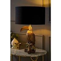 ValueLights Tuki Toucan Velvet Metallic Drum Lamp Shade Bronze Table Lamp & Bulb in Black