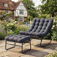 Rosewood & Stone Home Fountains - Rocking Chair & Stool Set in Grey