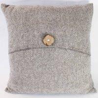 Romney Marsh Wools Fostum British Soft Wool Cushion, Button Design in Grey | Size: 50 cm x 50 cm