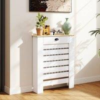HOMCOM Radiator Cover with Drawer, Horizontal Slat, White