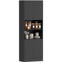 HOMCOM 170cm Kitchen Pantry Cabinet with Soft-Close Hinges in Black