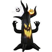 OUTSUNNY 8 FT Halloween Inflatable Spooky Tree with Built-in LED Lights in Black