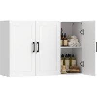 HOMCOM Wall Mounted Bathroom Cabinet with Adjustable Shelves, White | Size: W900mm x H650mm