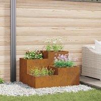 Berkfield Home Garden Planter 100x100x60 cm Weathering Steel in Brown | Size: 100 x 100 x 60 cm