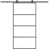 Berkfield Home Sliding Door with Hardware Set 102.5x205 cm ESG Glass&Aluminium in Black