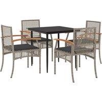 Berkfield Home 5 Piece Garden Dining Set with Cushions Grey Poly Rattan