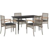 Berkfield Home 5 Piece Garden Dining Set with Cushions Grey Poly Rattan