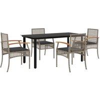 Berkfield Home 5 Piece Garden Dining Set with Cushions Grey Poly Rattan