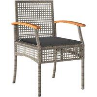 Berkfield Home Beautiful 5 Piece Garden Dining Set with Cushions Grey Poly Rattan