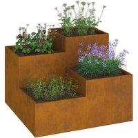 Berkfield Home Stunning Garden Planter 100x100x60 cm Weathering Steel in Brown | Size: 100 x 100 x 60 cm