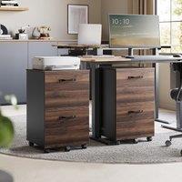 VASAGLE 2 Drawer Rolling File Cabinet for Letter Size Documents in Dark Brown