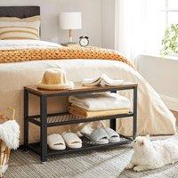VASAGLE Industrial Shoe Storage Bench Steel Structure Shelves Design in Brown