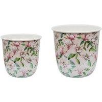 Lemon Pavilion Furniture and Decor Maisie Vintage Magnolia Large Planter (Set of 2) - L19 x W19 x H18 cm