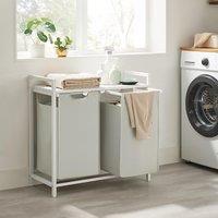 VASAGLE Laundry Sorter with 2 Compartments & Removable Bags in White