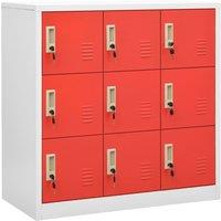 Berkfield Home Locker Cabinet Light Grey & Red 90x45x92.5 cm Steel