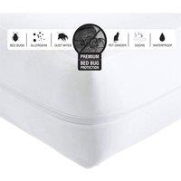 FLAVORA Double-Waterproof Mattress Encasement Zipper Cover in White | Size: Cot