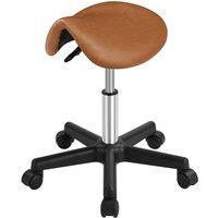 KORVIXA Rolling Salon Stool PU Leather Saddle Stool in Brown | Size: 100 cm x 100 cm