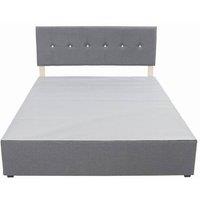 FLAVORA 5FT King-Bed Fabric Bed Frame Crystal Headboard 2 Drawer in Grey | Size: Cot