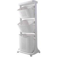 KORVIXA Laundry Baskets w/Wheels Rolling Laundry Trolley Cart in White | Size: 0.6m2