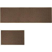 KORVIXA Kitchen Mat 2PCS Non Slip Woven Rubber Floor Mat in Brown | Size: 100 cm x 1000 cm