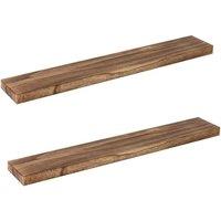 KORVIXA Wall Floating Shelves Wooden Mounted in Natural | Size: 100 cm x 100 cm