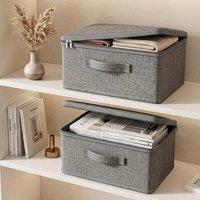 KORVIXA 6Pcs Large Foldable Canvas Storage Boxes in Grey | Size: 900mm