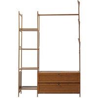 KORVIXA With Storage Shelf Design Organiser Hanging Clothes Rail Stand in Brown | Size: 900mm