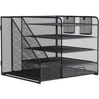 KORVIXA 5 Tier File Magazine Holder Document Letter Organiser in Black | Size: 900mm