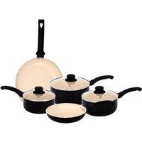 EONLION 8 Pc Marble Non Stick Induction Frying Pan Saucepan Set in Black | Size: 100 cm
