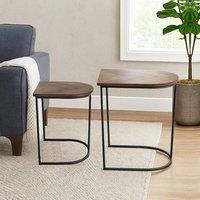 EONLION Black Brown Chevron Nest of 2 Coffee Table Side Tables Set | Size: 100 cm