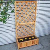 EONLION Wooden Garden Trough Planter Flower Container Box in Brown | Size: 100g