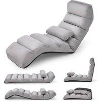 EONLION Folding Lazy Sofa Bed 5-Position Adjustable Chaise Lounge in Grey | Size: 100 cm