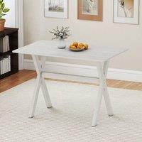 EONLION Modern Dining Table Wooden Kitchen Table with X-shaped in White | Size: 100 cm