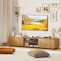 EONLION TV Unit for up to 70 Inch TVs Media Cabinet in Brown | Size: 100 cm