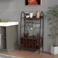 EONLION Wine Bar Storage Sideboard Freestanding in Brown | Size: 100 cm
