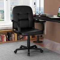 EONLION Leather Office Chair PU Upholstered Swivel Chair in Black | Size: 100 cm