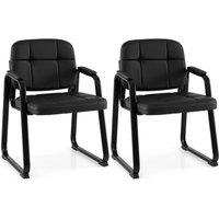 EONLION Set of 2 Leather Office Reception Chair in Black | Size: 100 cm