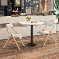 EONLION Folding Dining Chair Set of 2 Wooden in Grey | Size: 100 cm