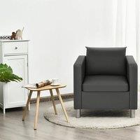 EONLION Single Sofa Seat PU Leather Upholstered in Grey | Size: 100 cm