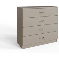 VOGREX 4-Drawer Matt Putty Chest Curved Handles in Beige