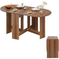 VOGREX Folding Round Extendable Dining Table in Brown