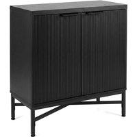VOGREX Black Fluted Sideboard 2 Doors Adjustable Shelf