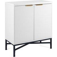 VOGREX White Fluted Sideboard 2 Doors Adjustable Shelf