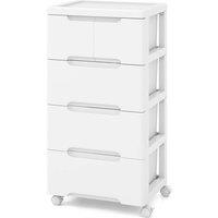 VOGREX Rolling Storage Cabinet Vertical Storage Unit with 5 Drawers in White